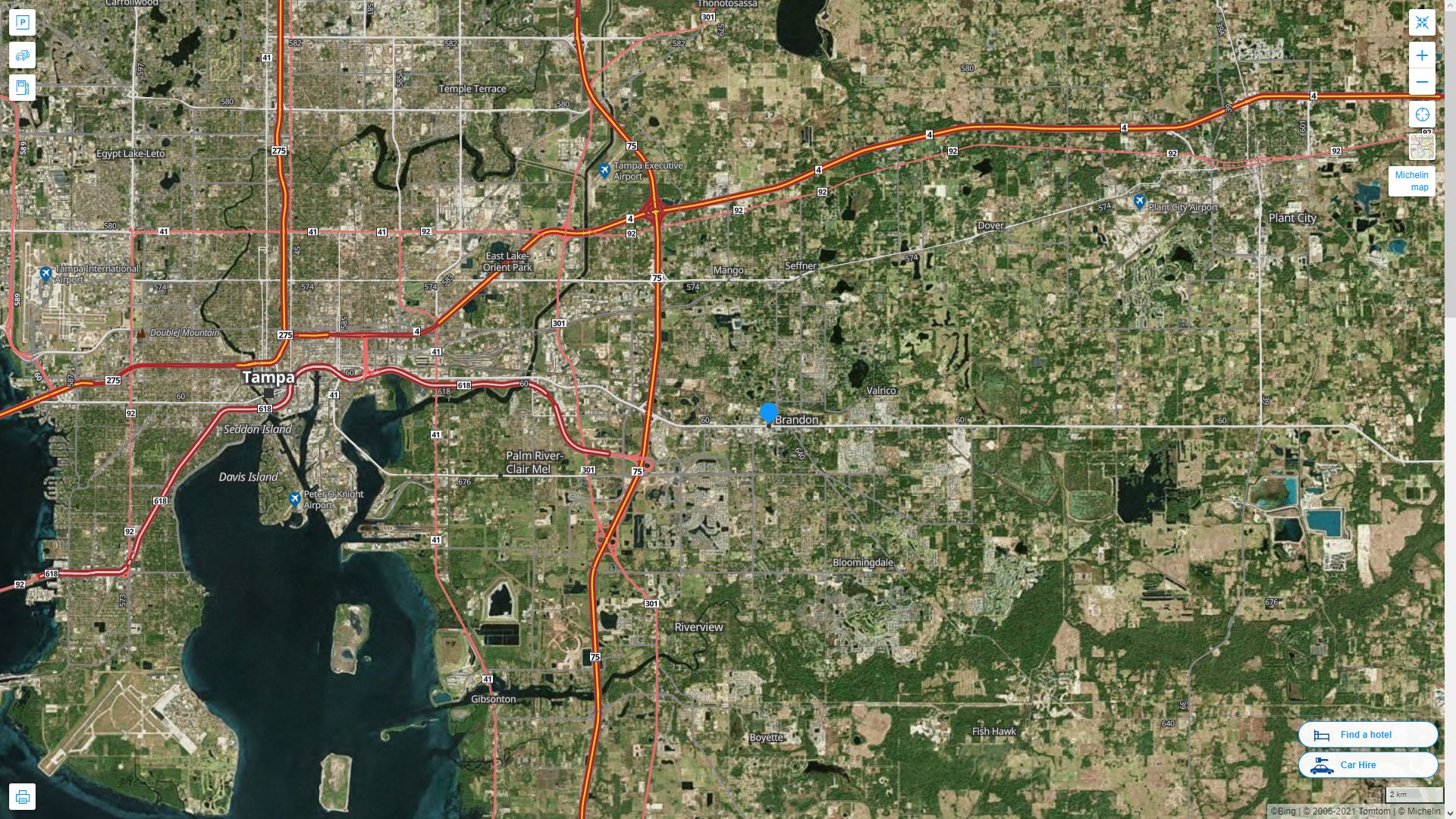 Brandon Florida Highway and Road Map with Satellite View